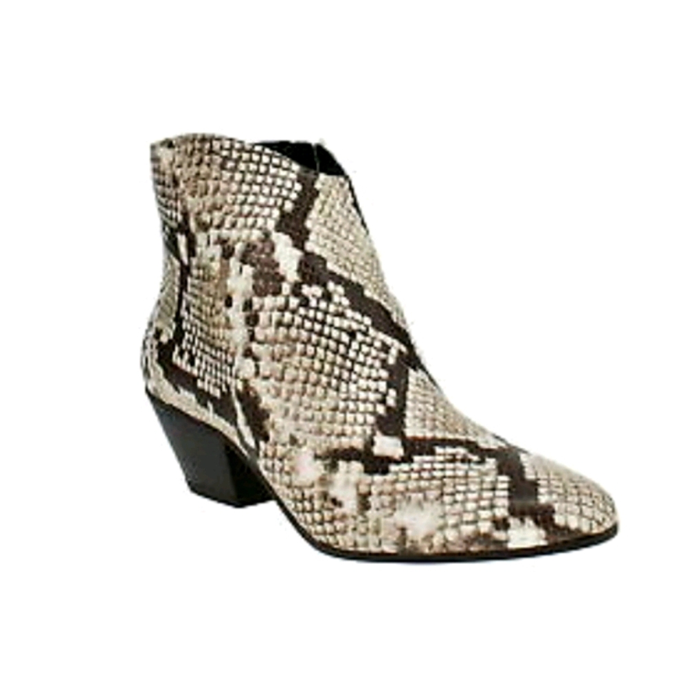 INC idra snakeskin print block heel bootie